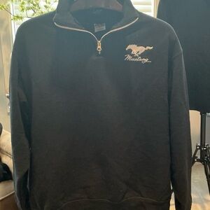 Mustang Black Quarter-Zip Jerzees Sweater LG